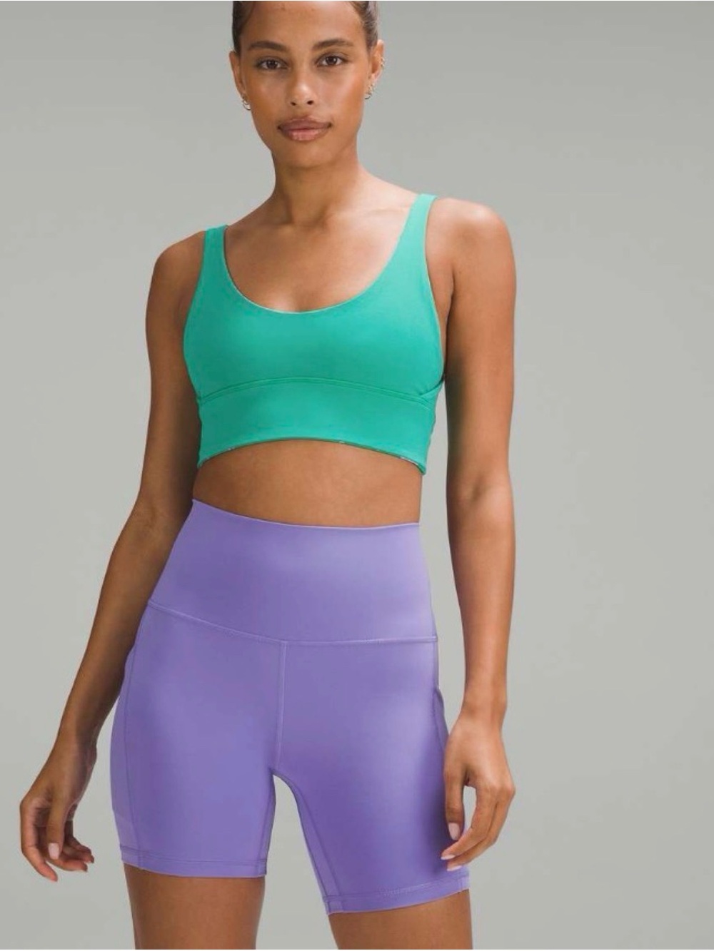Lululemon Align Bra,A/B Cup BLOSSOM SILHOUETTE MAX Lilac Smoke Kelly Green 6 - Picture 2 of 10